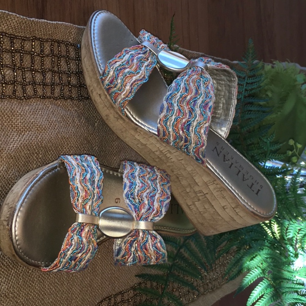 Italian Shoemaker Multi Color Platform With Cork - image 2